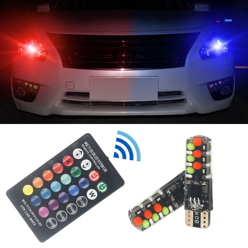 T10 w5w RGB LED Remote Controller Car Bulb