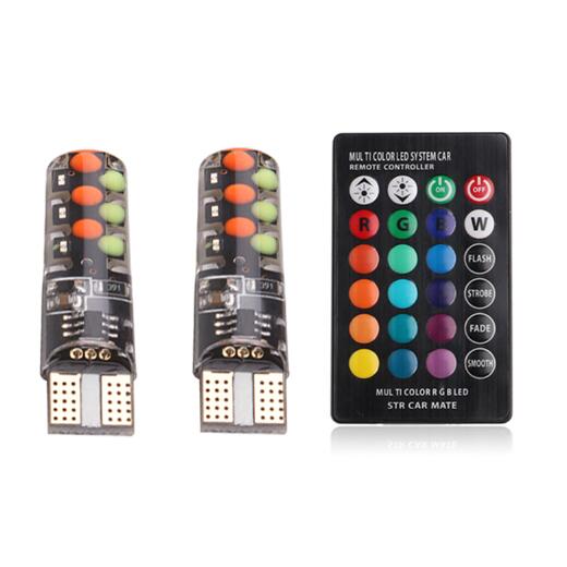 T10 w5w RGB LED Remote Controller Car Bulb