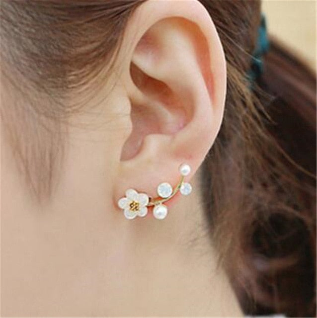 Crystal Flower Drop Earrings for Women