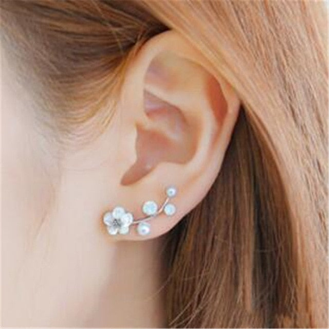 Crystal Flower Drop Earrings for Women