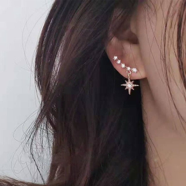 Crystal Flower Drop Earrings for Women