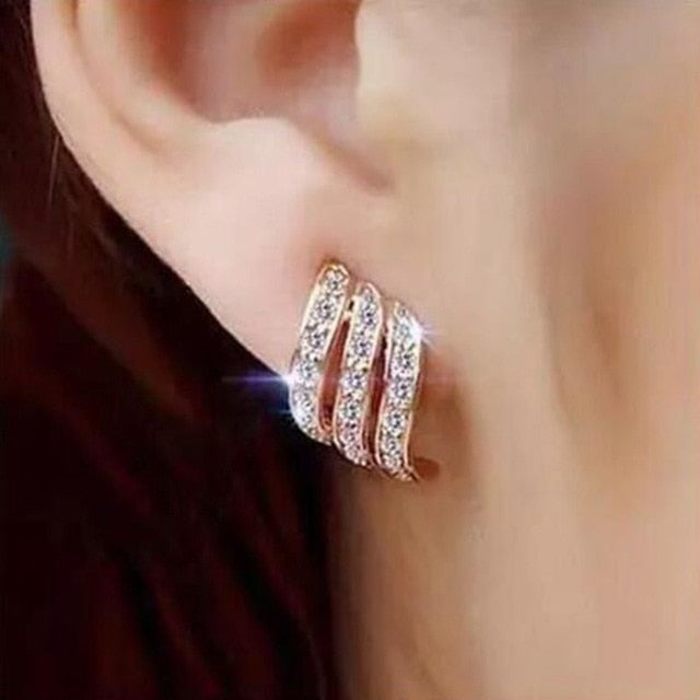 Crystal Flower Drop Earrings for Women