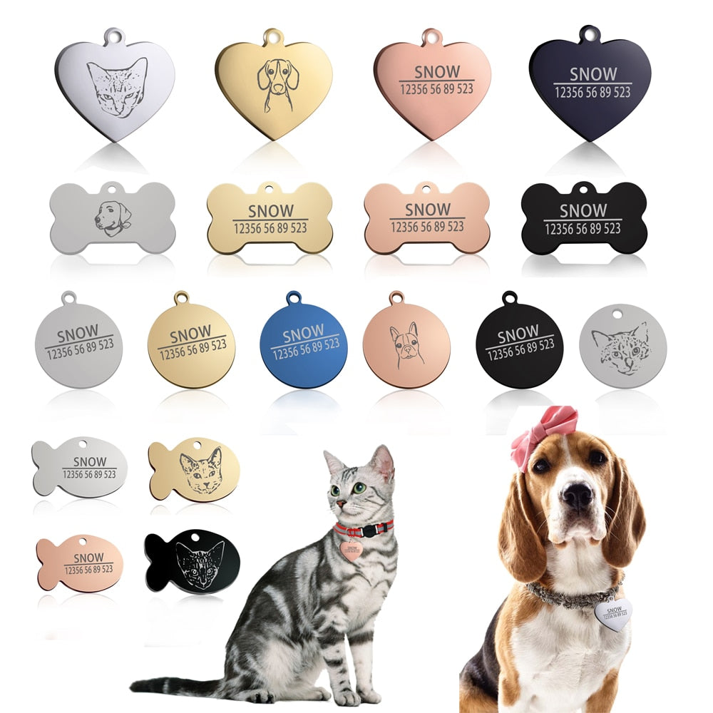 Cat Dog ID Tag Custom Free Engraving